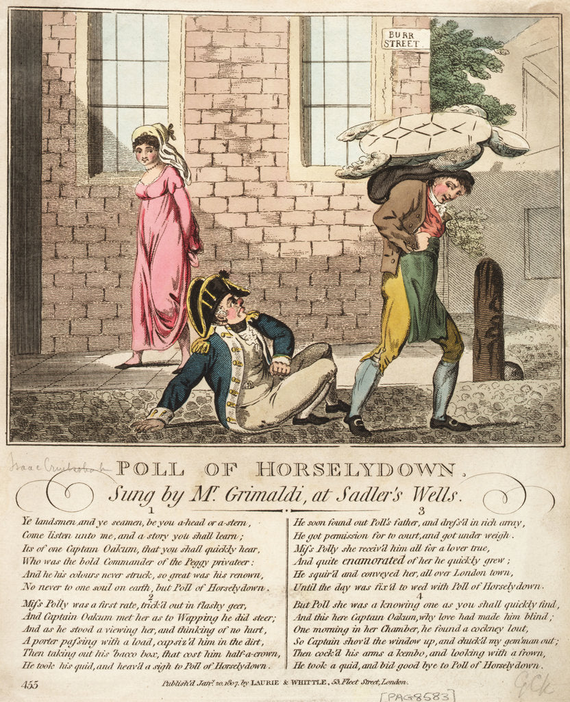 Detail of Poll of Horselydown Sung by Mr Grimaldi, at Sadlers Wells by Isaac Cruikshank
