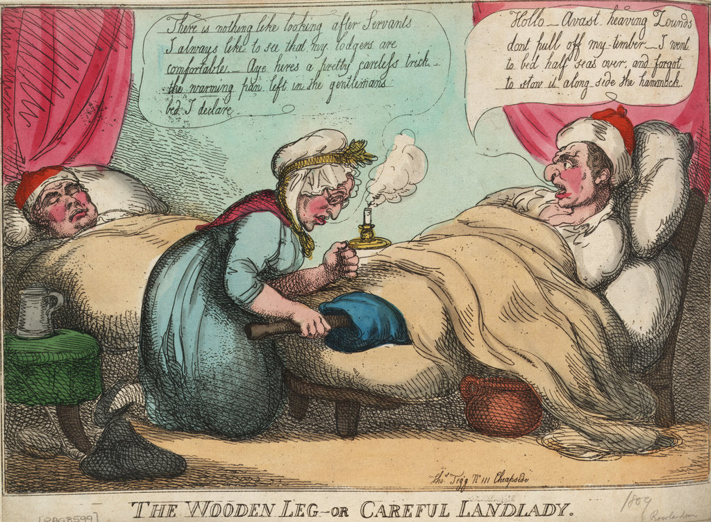 Detail of The Wooden Leg - or Careful Landlady by Thomas Rowlandson