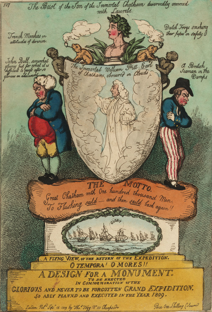 Detail of A Design for a Monument To be erected in commemoration of the... Grand Expidition... 1809 (Flushing) by Thomas Rowlandson