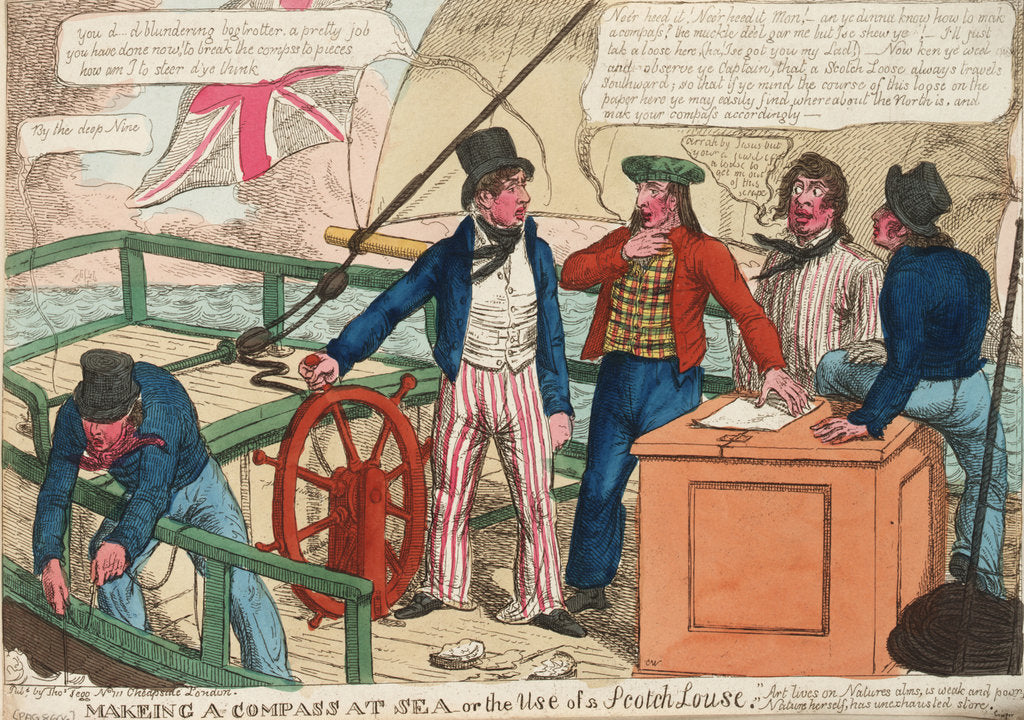Detail of Making a compass at sea - or the Use of a Scotch Louse by C. Williams