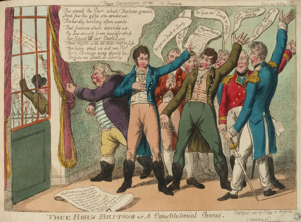 Detail of Tegg's Caricatures No.10. True Born Britons or Constitutional Chorus by Thomas Tegg