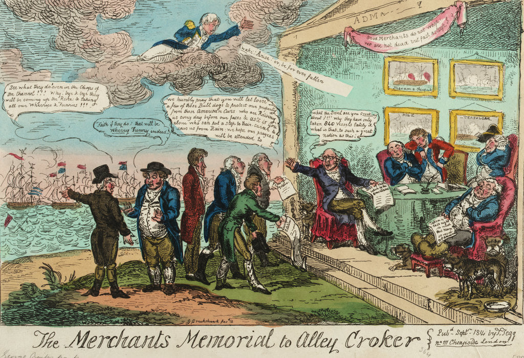 Detail of The Merchants Memorial to Alley Croker by George Cruikshank