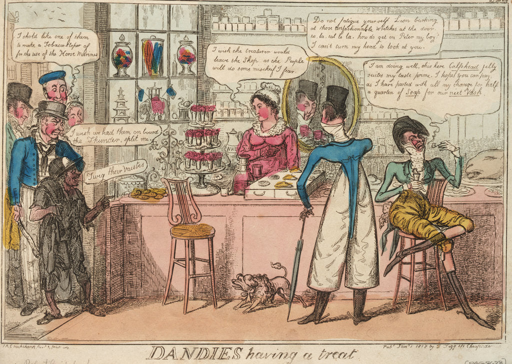 Detail of Dandies having a treat by Isaac Cruikshank