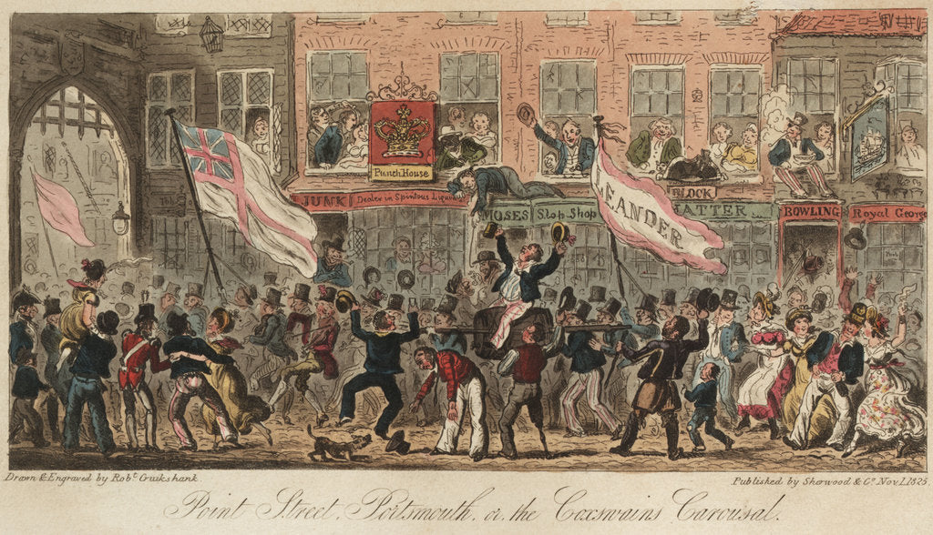 Detail of Point Steer, Portsmouth, or, the Coxwain Carousal by Robert Cruikshank