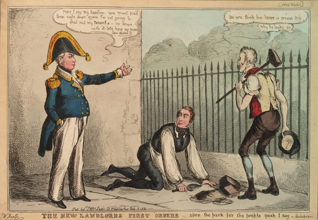 Detail of The New Landlords First Orders - open the park for the people quick I say - Shakespeare by William Heath