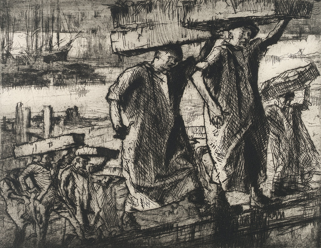 Detail of Billingsgate fish porters, 1920 by Frank William Brangwyn
