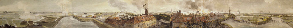 Detail of Panoramic view of bombardment of Flushing during Walcheren's expedition, 1809 by unknown