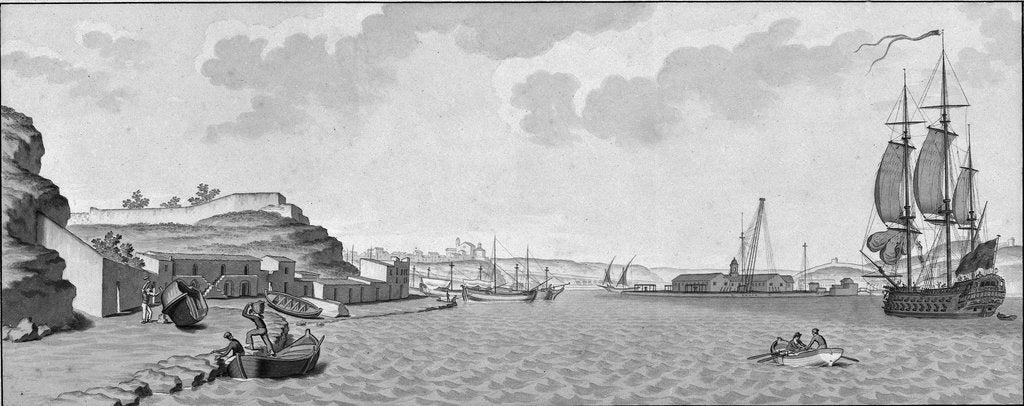 Detail of Mahon and the arsenal (with Spanish man-of-war on right) by unknown