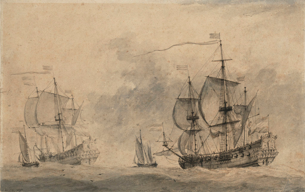 Detail of Dutch men of war by Willem van de Velde the Elder
