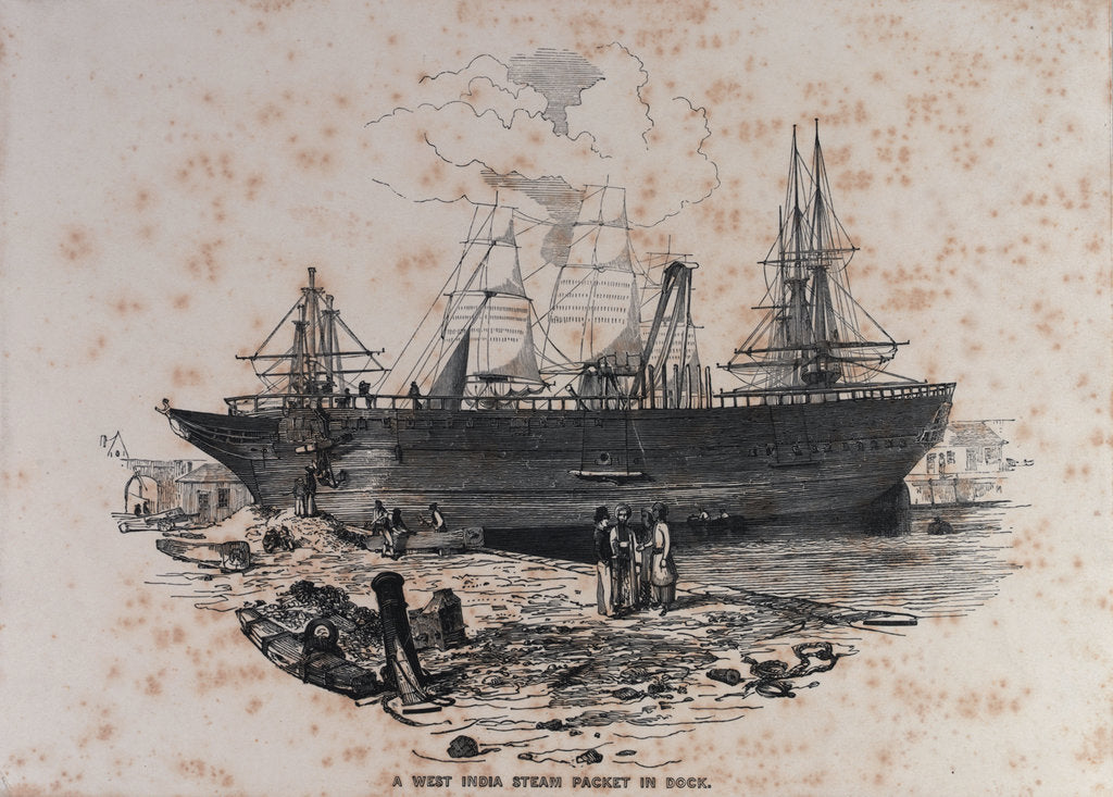 Detail of A West India Steam Packet in dock by Prior