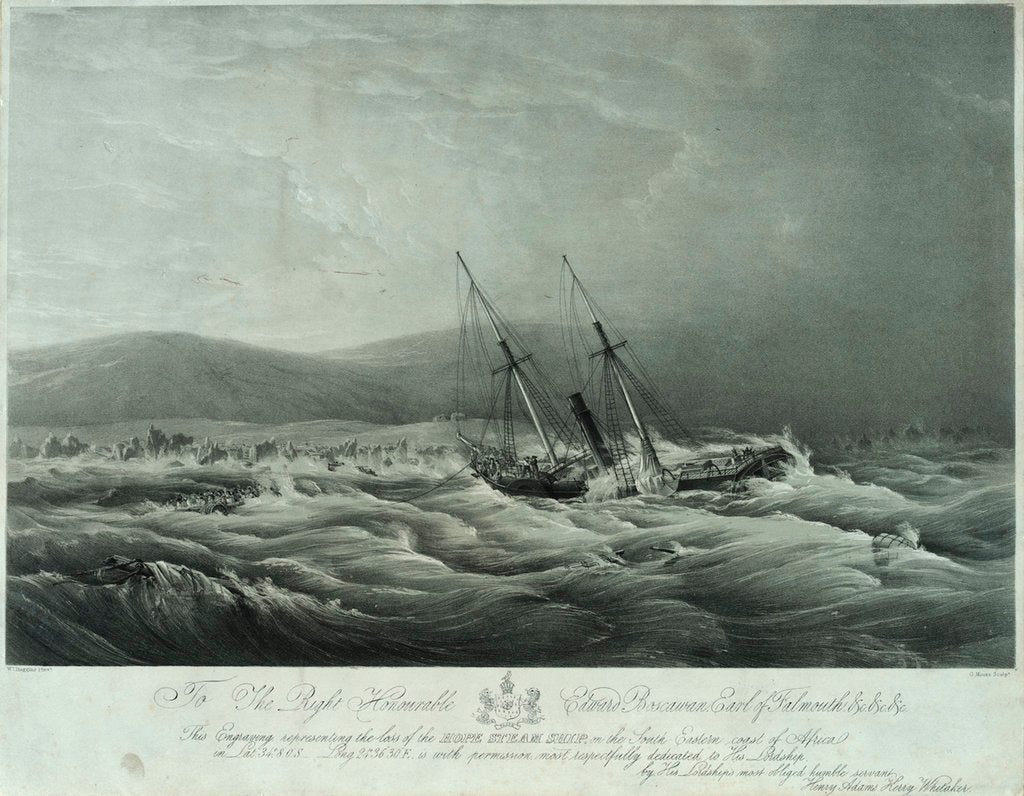 Detail of The loss of the steam ship 'Hope' steam ship on the south eastern coast of Africa by William John Huggins
