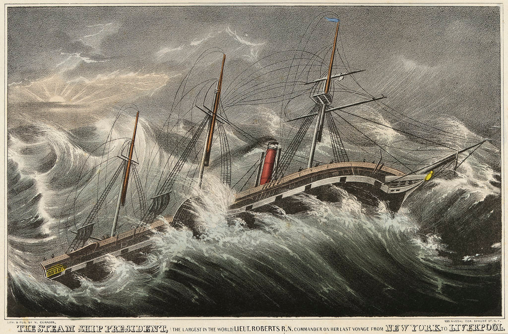 Detail of The steam ship 'President' by Nathaniel Currier