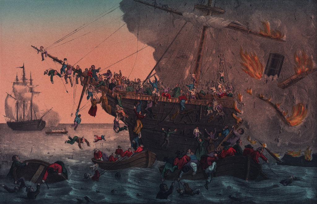 Detail of Burning of the steamship 'Austria', 13 September 1858 by unknown