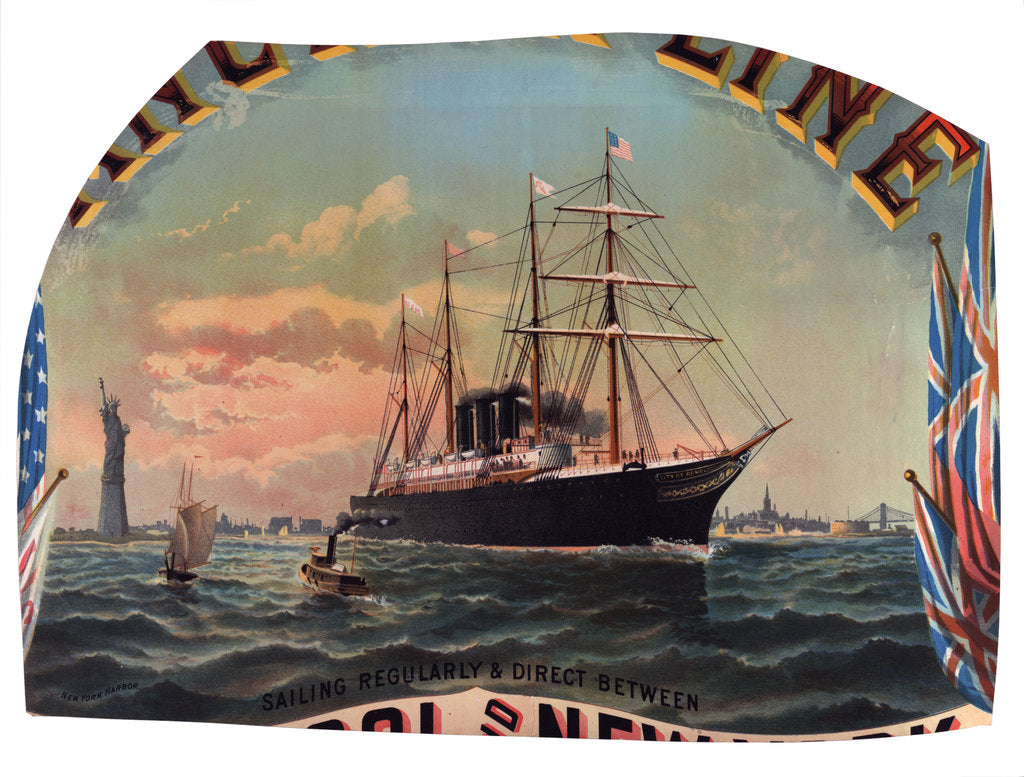 Detail of The 'City of Rome' in New York harbor by unknown