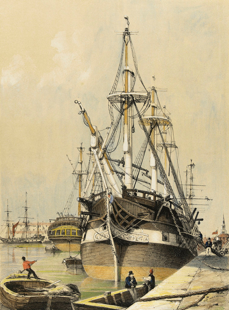 Detail of True Briton' tied up in East India Docks by Edmund Patten