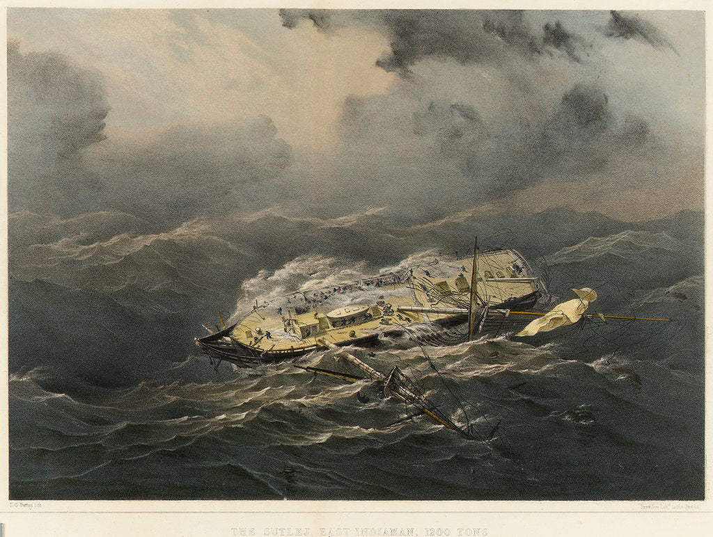 Detail of The East Indiaman 'Sutlej' in a hurricane by Thomas Goldsworth Dutton