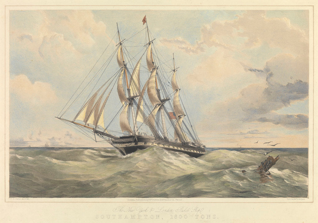 Detail of The New York and London packet ship 'Southampton' (1600 tons) by Thomas Goldsworth Dutton
