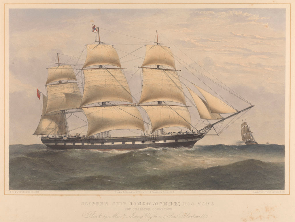 Detail of Clipper ship 'Lincolnshire' (1858) 1100 Tons by Thomas Goldsworth Dutton