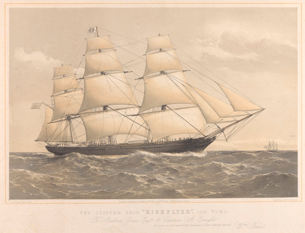 Detail of The clipper ship 'Highflyer', 1111 Tons by Thomas Goldsworth Dutton