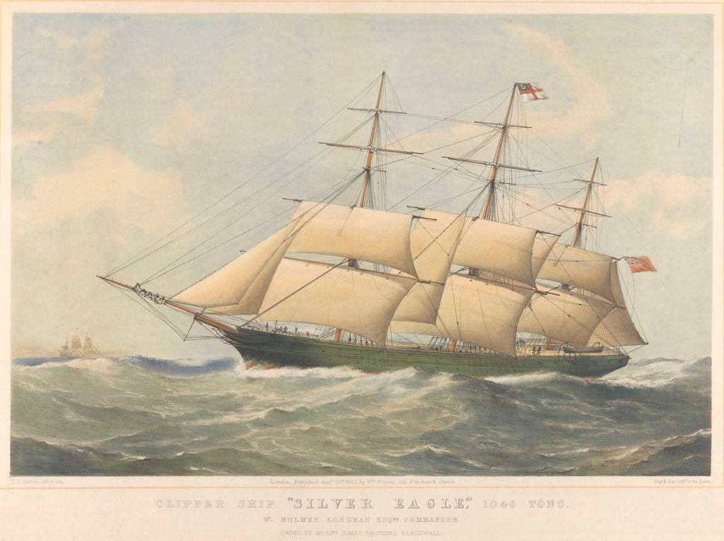 Detail of 'Silver Eagle' (1861) clipper ship, 1046 Tons by Thomas Goldsworth Dutton