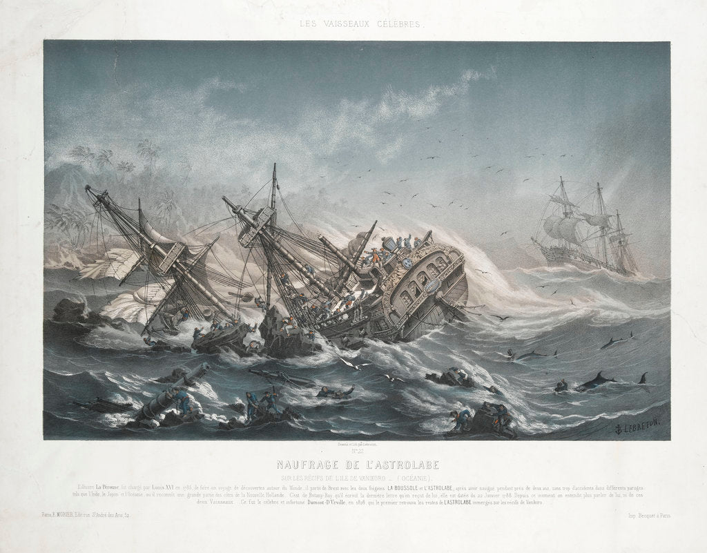 Detail of Shipwreck of the 'Astrolabe' on the reefs of the Island of Vanikoro by Louis Le Breton