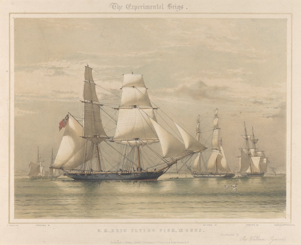 Detail of The Experimental Brig squadron of 1844: 'Flying Fish', 12 guns by Anonymous