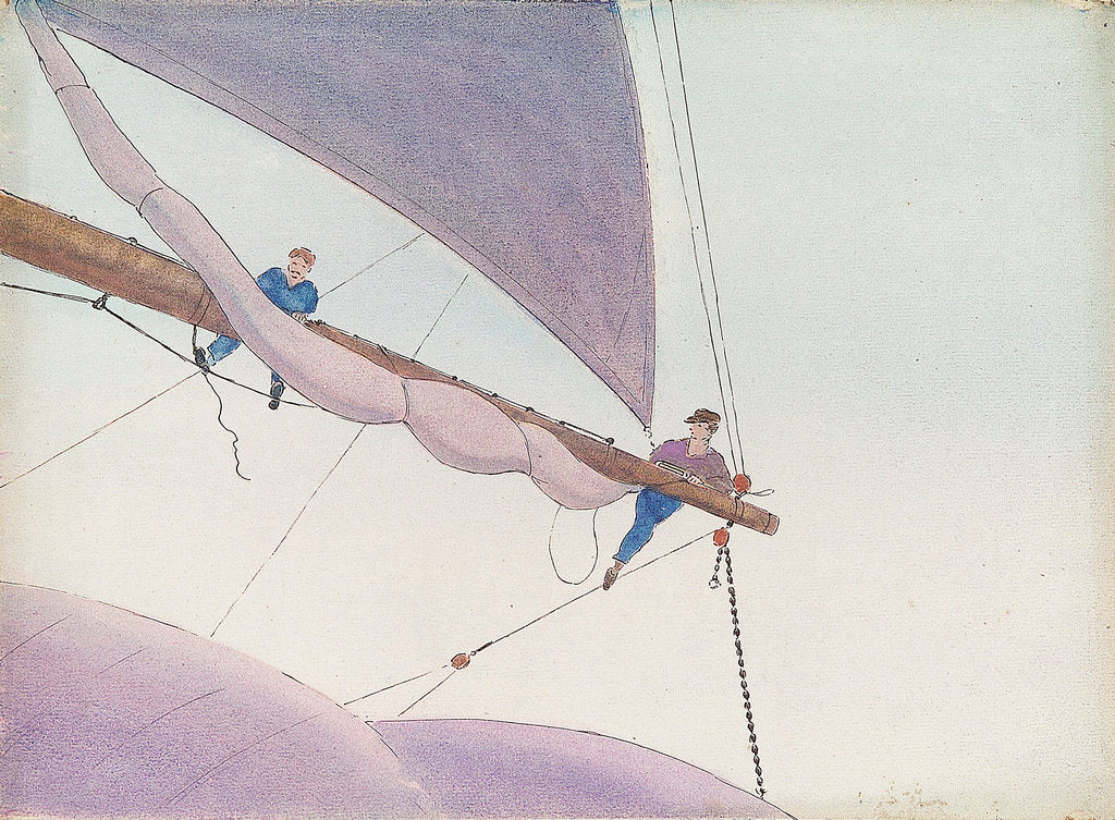 Detail of Seamen on the yard of the 'Kylemore' by John Everett