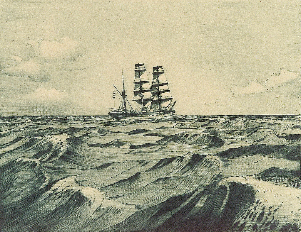 Detail of Starboard side of sailing vessel at sea (1) by John Everett