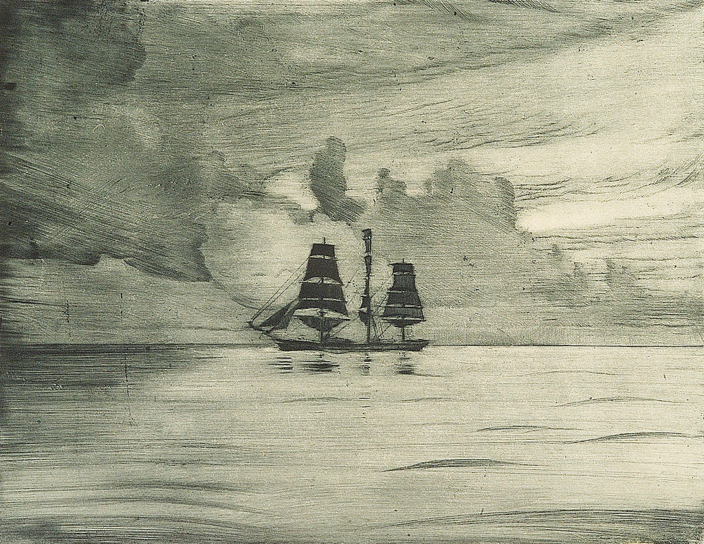 Detail of Port side of a sailing vessel in a calm sea by John Everett