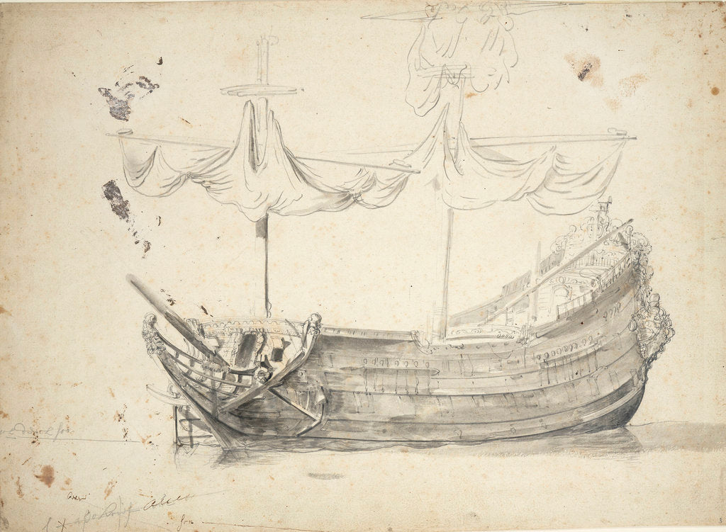 Detail of Portrait of a Dutch two-decker by Willem van de Velde the Elder
