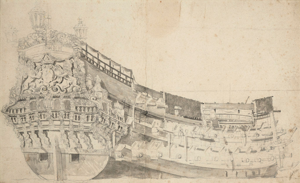Detail of Portrait of the 'Brederode' by Willem van de Velde the Elder