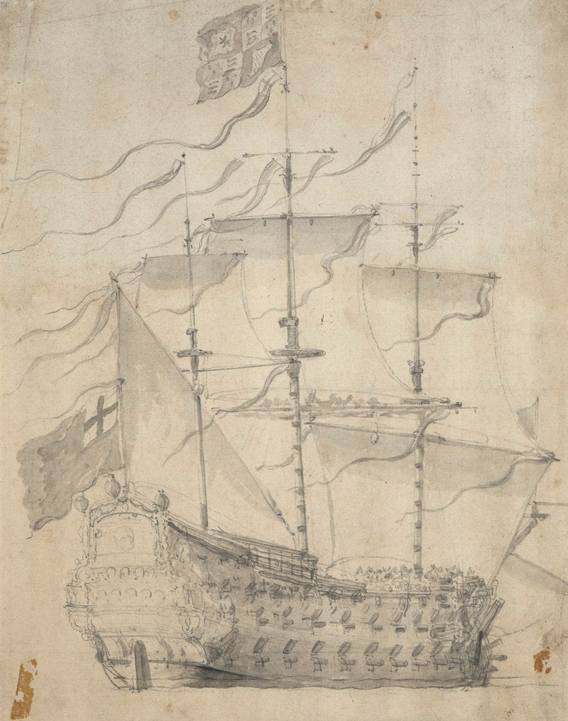 Detail of The 'Royal Charles' under way, May 1660 by Willem van de Velde the Elder
