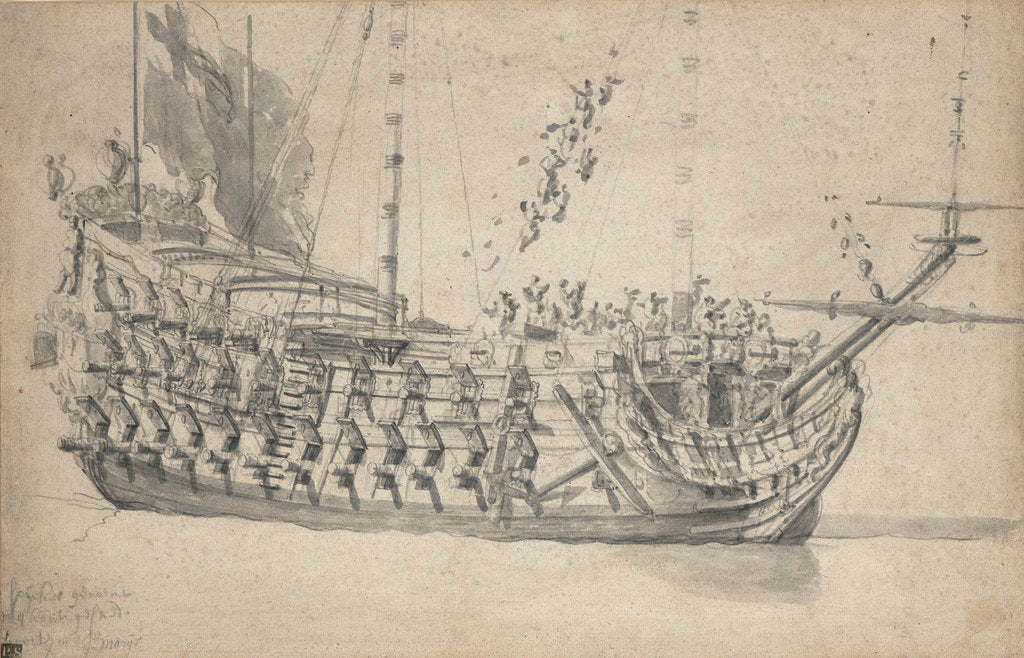 Detail of Portrait of the 'Mary' by Willem van de Velde the Elder
