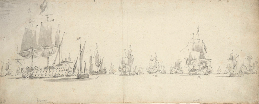 Detail of Dutch Fleet before the Battle of Lowestoft, May 1665 by Willem van de Velde the Elder