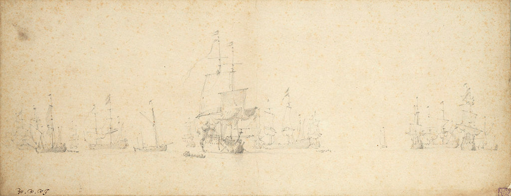 Detail of A Dutch fleet getting under way in light airs by Willem Van de Velde the Younger