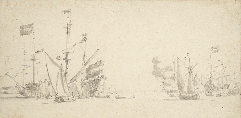 Detail of Dutch rear squadron at anchor by Willem van de Velde the Elder