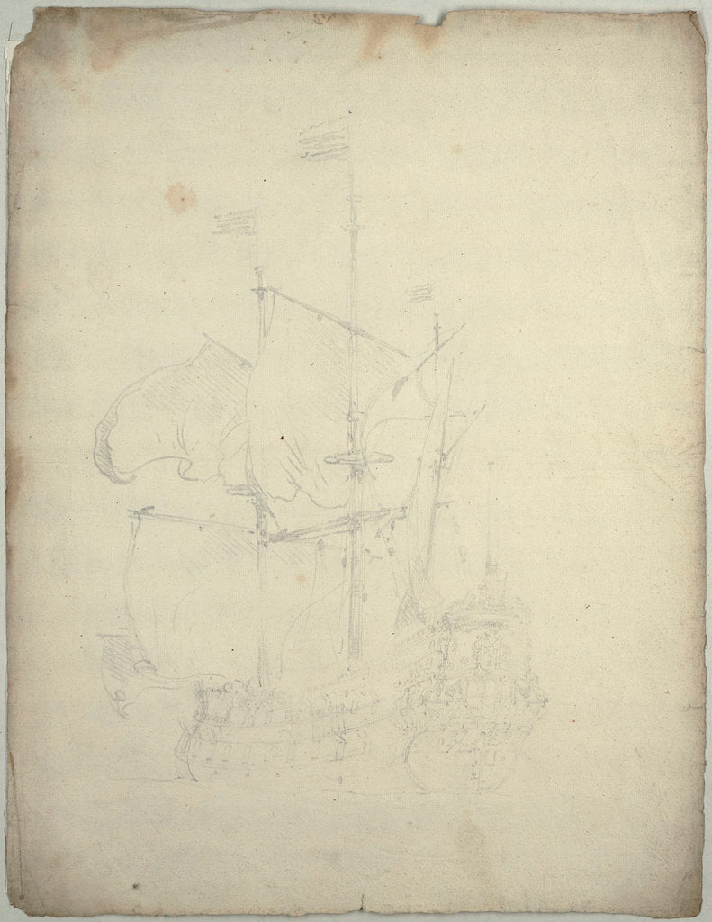 Detail of Portrait of the 'Gorinchem'? by Willem Van de Velde the Younger