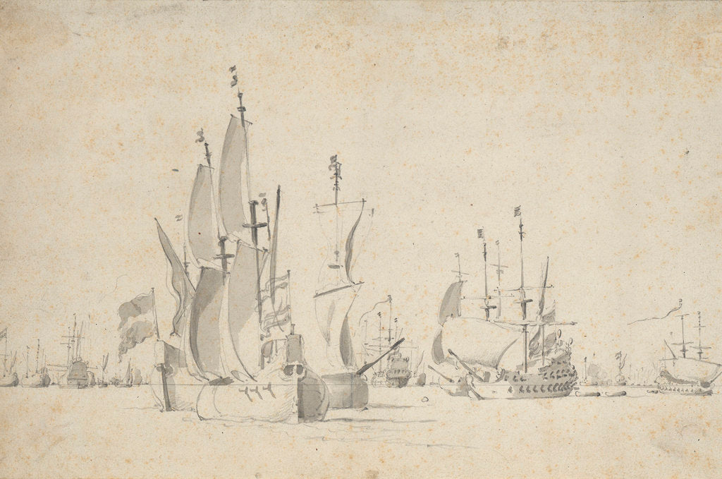 Detail of A flute running free with two others in stays by Willem Van de Velde the Younger