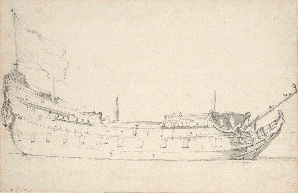 Detail of Portrait of a Dutch frigate by Willem Van de Velde the Younger