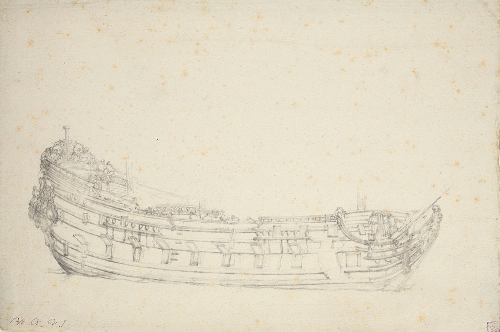 Detail of Portrait of a Dutch frigate by Willem Van de Velde the Younger