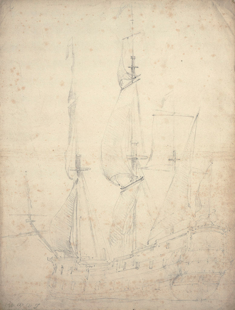 Detail of Portrait of a Dutch frigate by Willem Van de Velde the Younger