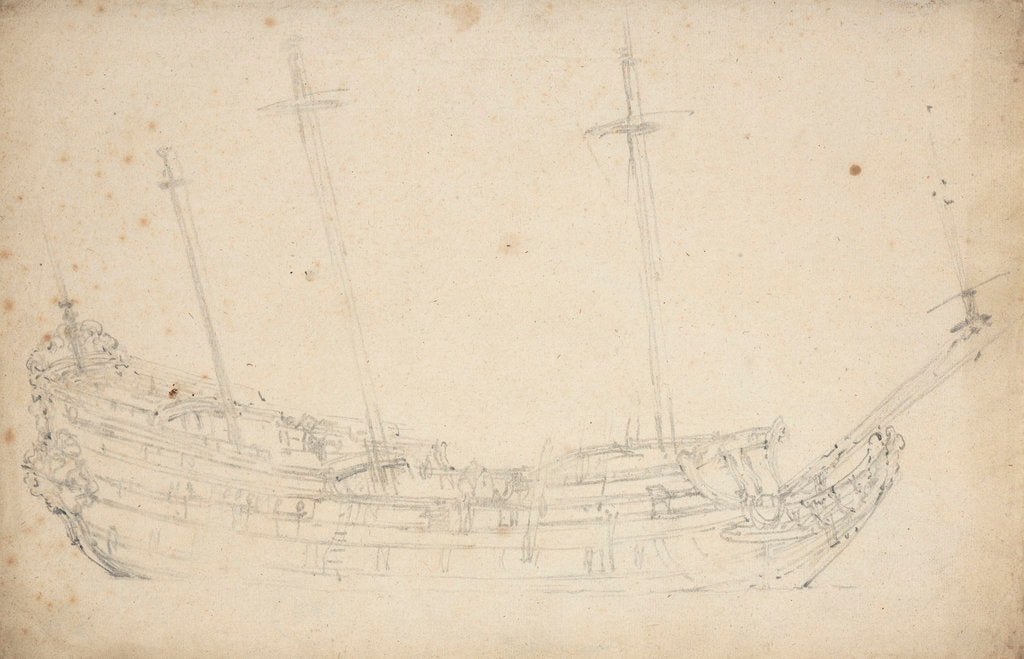 Detail of Portrait of a Dutch two-decker by Willem Van de Velde the Younger