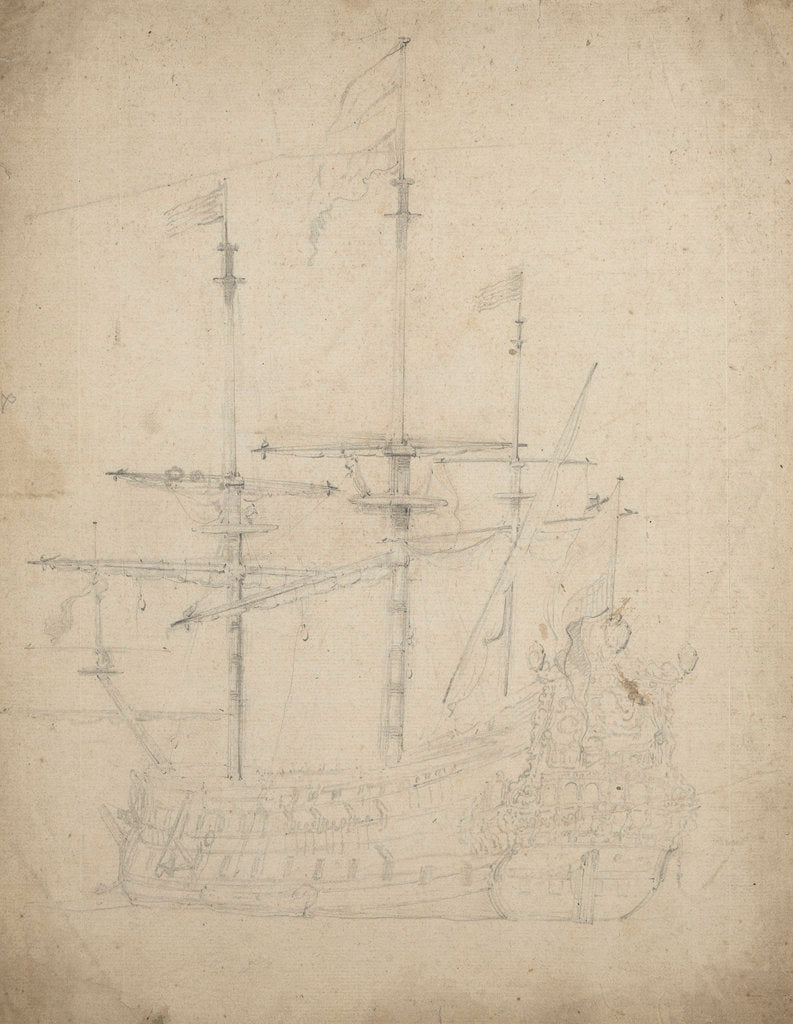 Detail of Portrait of the 'Endracht' by Willem Van de Velde the Younger