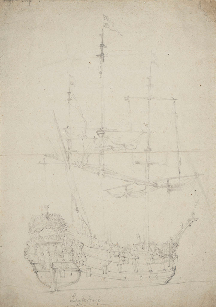 Detail of Portrait of the 'Leiderdorp' by Willem Van de Velde the Younger
