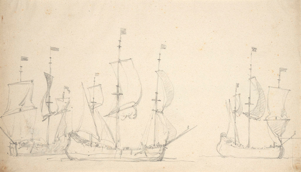 Detail of A flute running free with two others in stays by Willem Van de Velde the Younger
