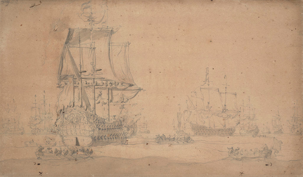 Detail of The 'Gelderland' and other ships by Willem van de Velde the Elder