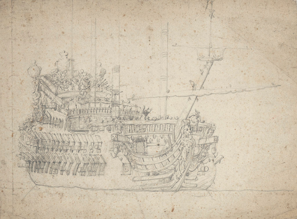 Detail of Portrait of a French two-decker by Willem van de Velde the Elder