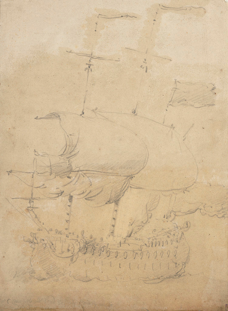 Detail of The 'St Michael' in a fresh breeze, 1673 by Willem Van de Velde the Younger