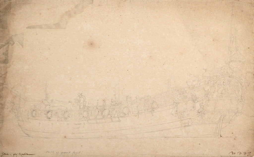 Detail of Portrait of the 'Saudadoes' by Willem Van de Velde the Younger