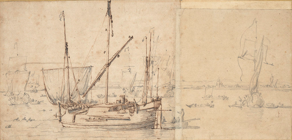Detail of A hooker lying at a buoy by Willem van de Velde the Elder